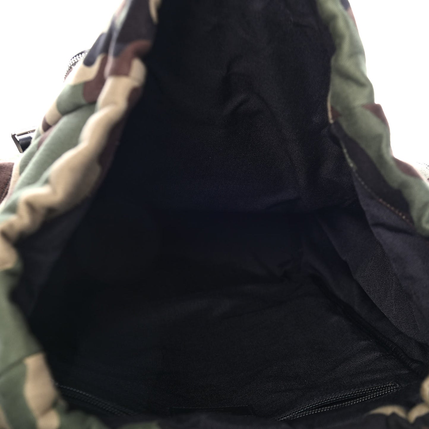 Canvas Calfskin Camouflage Utilitarian Backpack Kaki Black