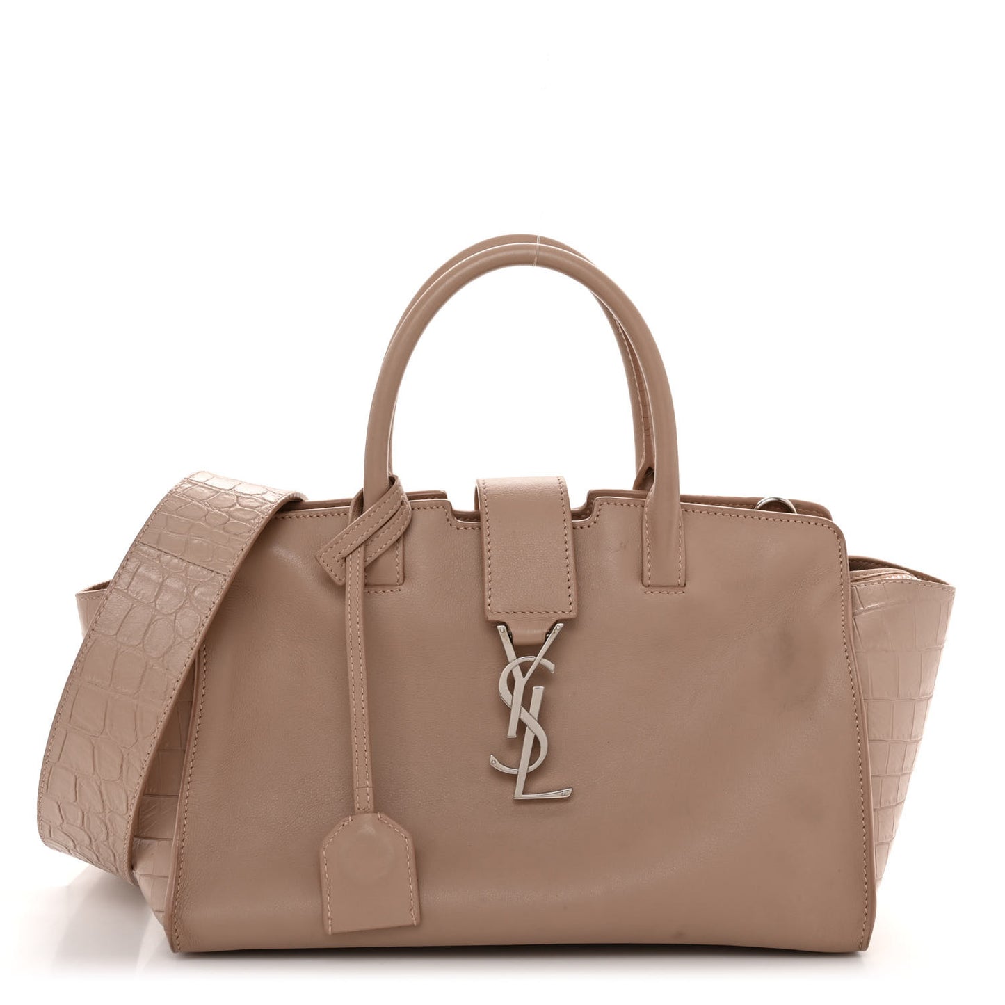 Calfskin Crocodile Embossed Baby Monogram Downtown Cabas Dark Beige