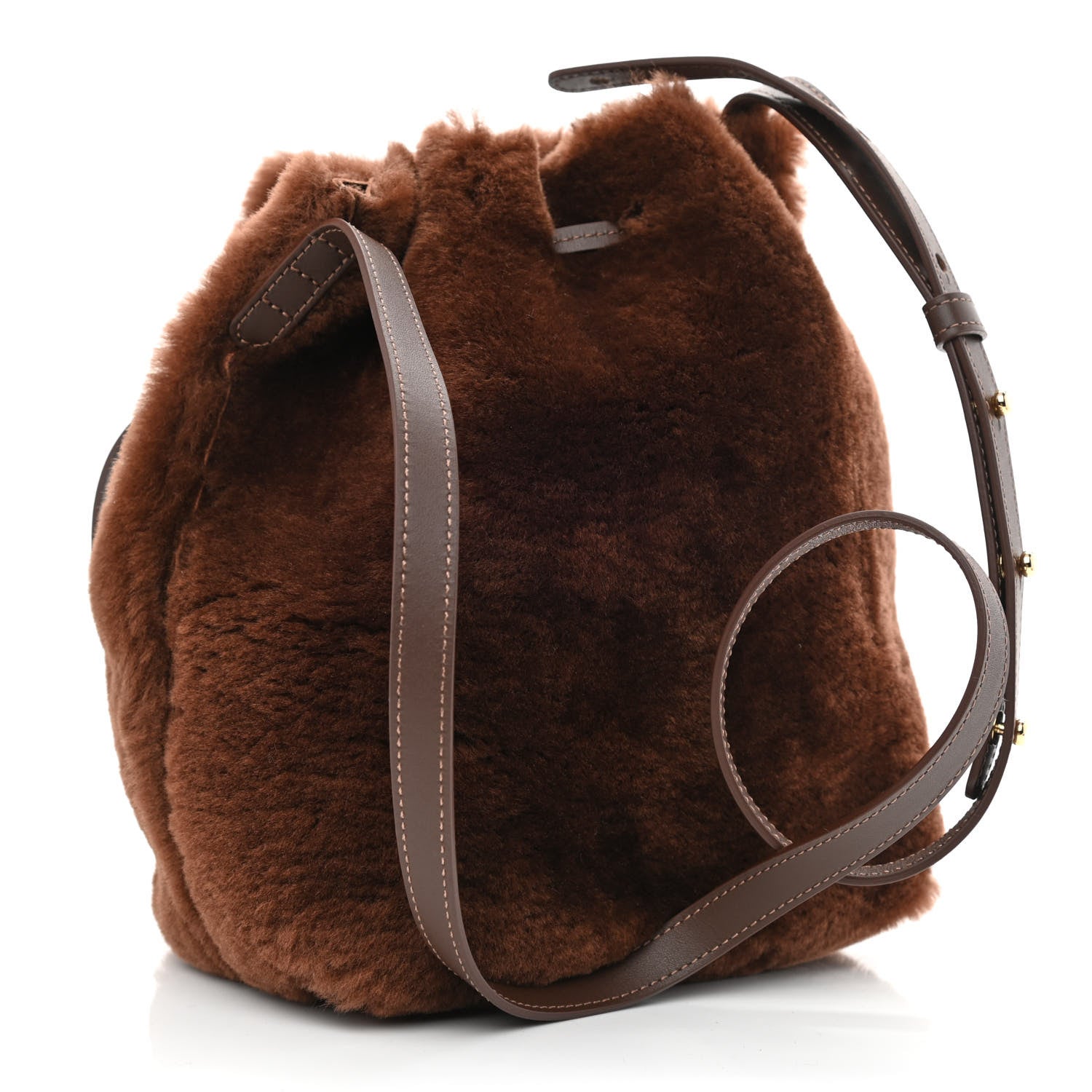 Mansur Gavriel Shearling Mini Bucket Bag Camel 3 of 9