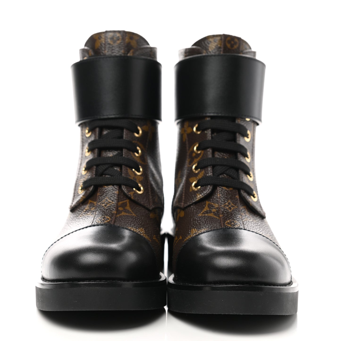 Calfskin Monogram Wonderland Flat Ranger Boots 35 Black