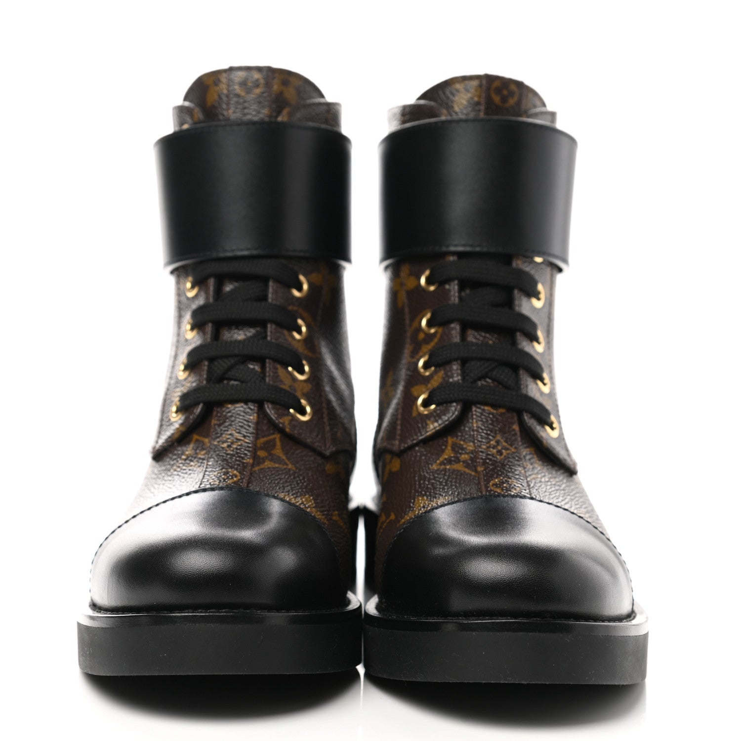 Louis Vuitton Calfskin Monogram Wonderland Flat Ranger Boots 35 Black 2 of 9