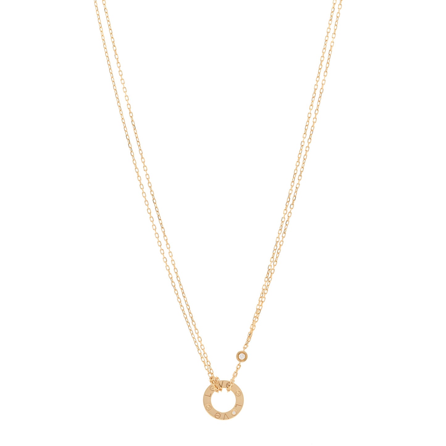 18K Yellow Gold 2 Diamond LOVE Necklace