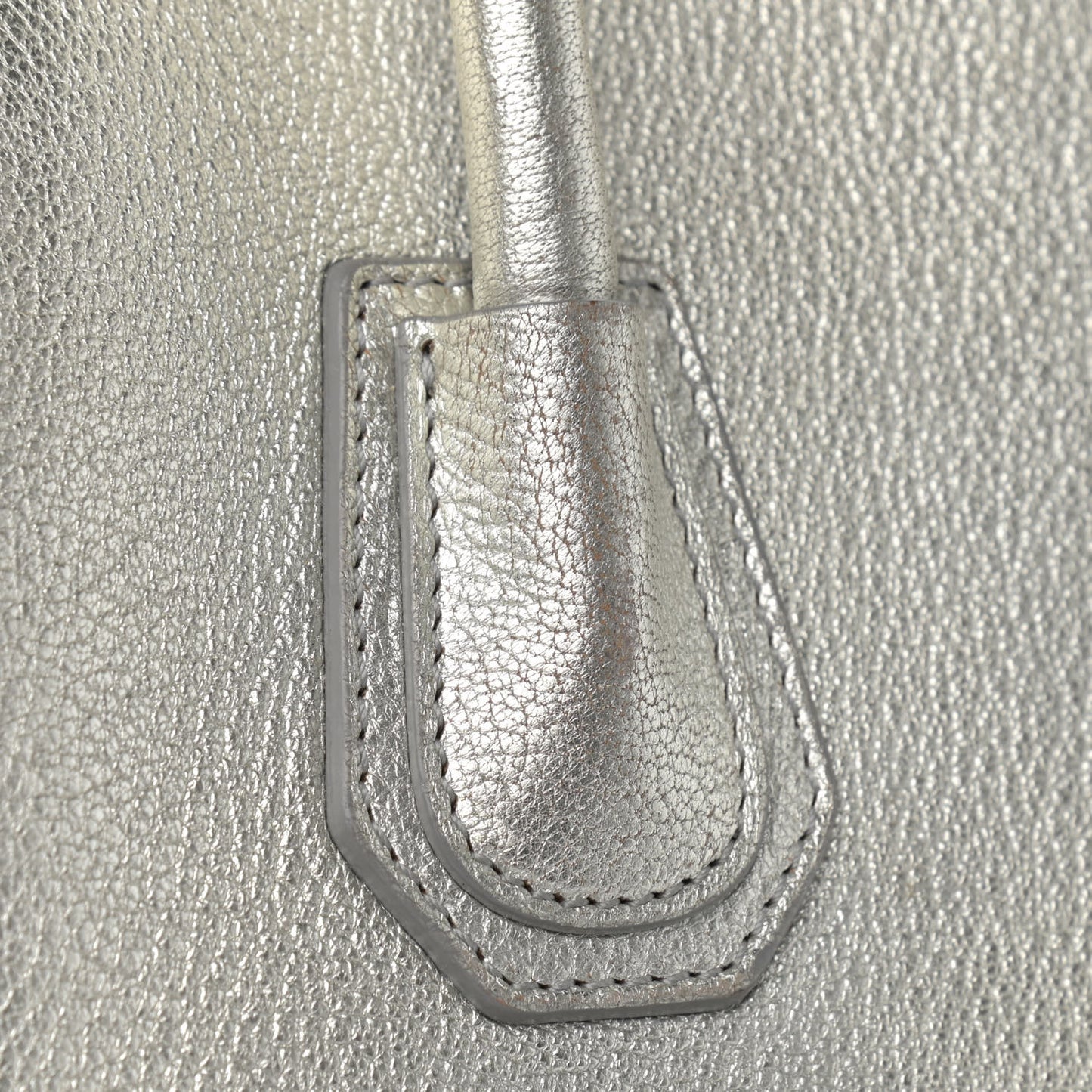 Metallic Sugar Goatskin Small Antigona Silver