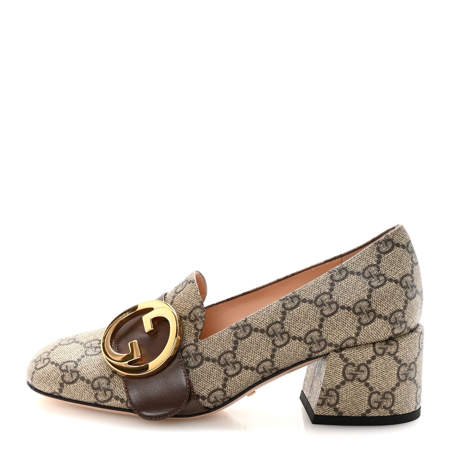 Gucci GG Supreme Monogram Malaga Kid Blondie Pumps 35.5 Beige
