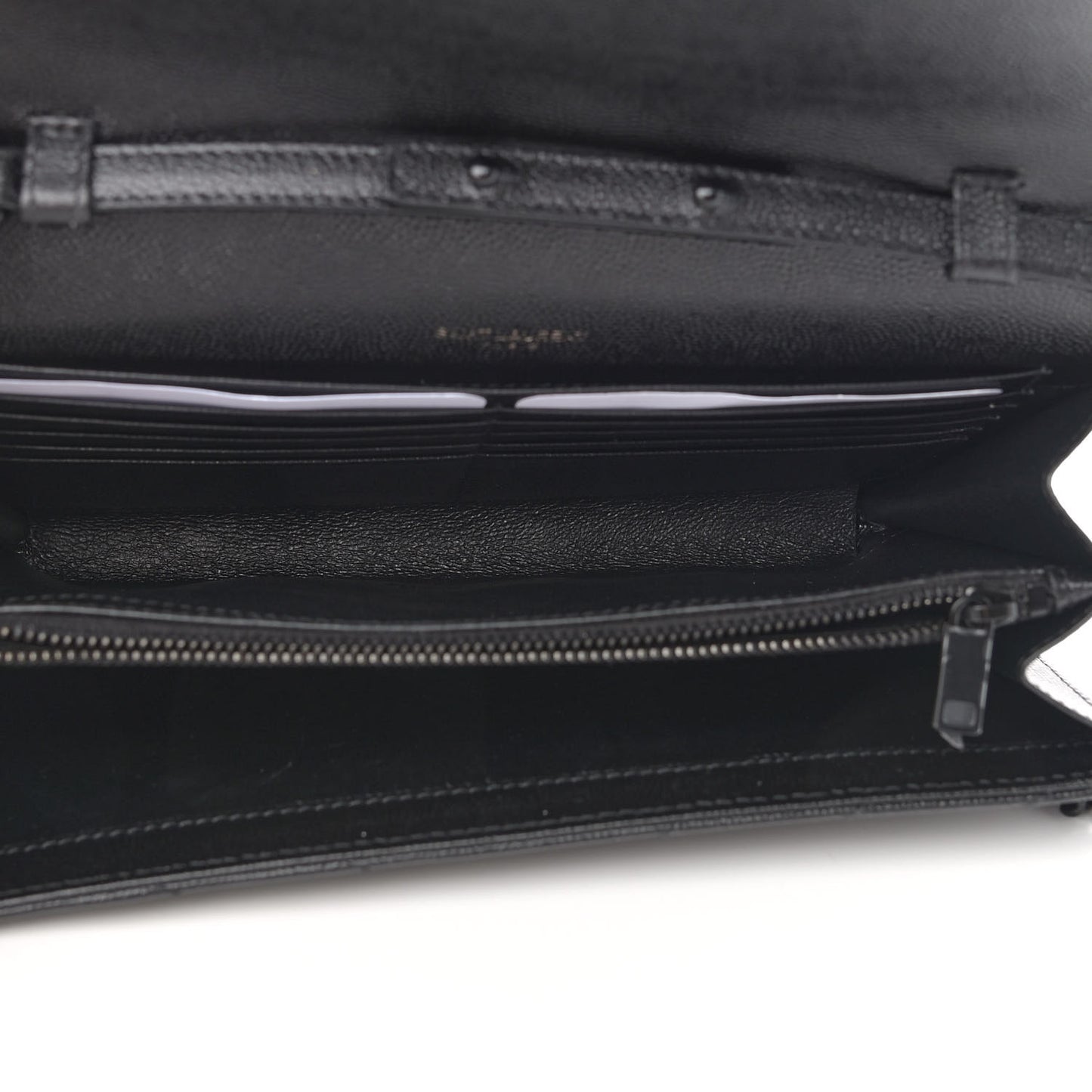 Grain De Poudre Matelasse Chevron Monogram Chain Wallet Black