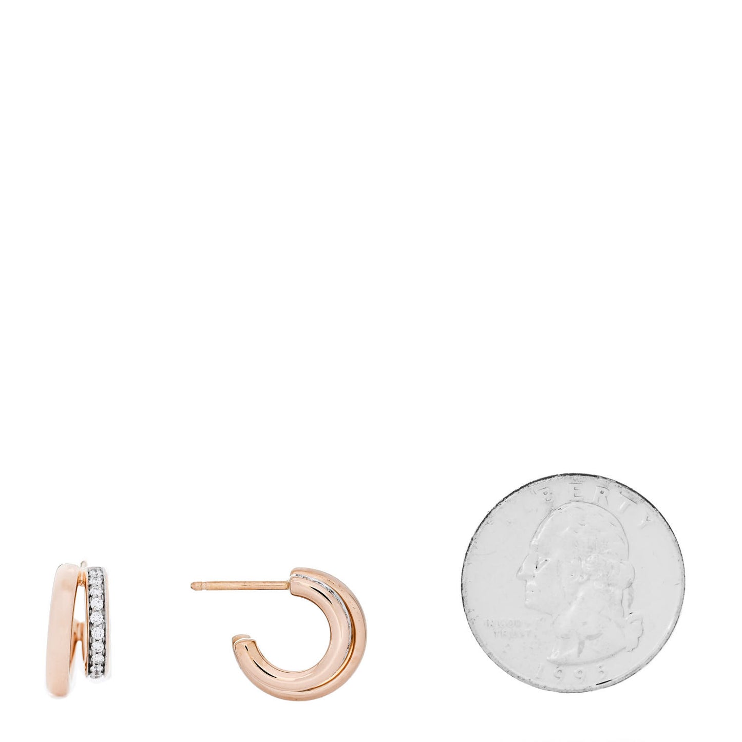 18K Rose Gold Diamond Iconica Double Hoop Earrings