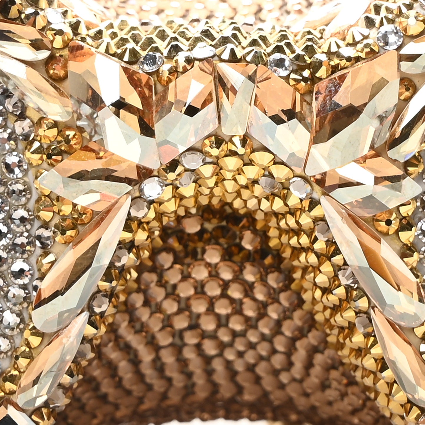 Crystal Sunglass Minaudiere Clutch Gold Silver