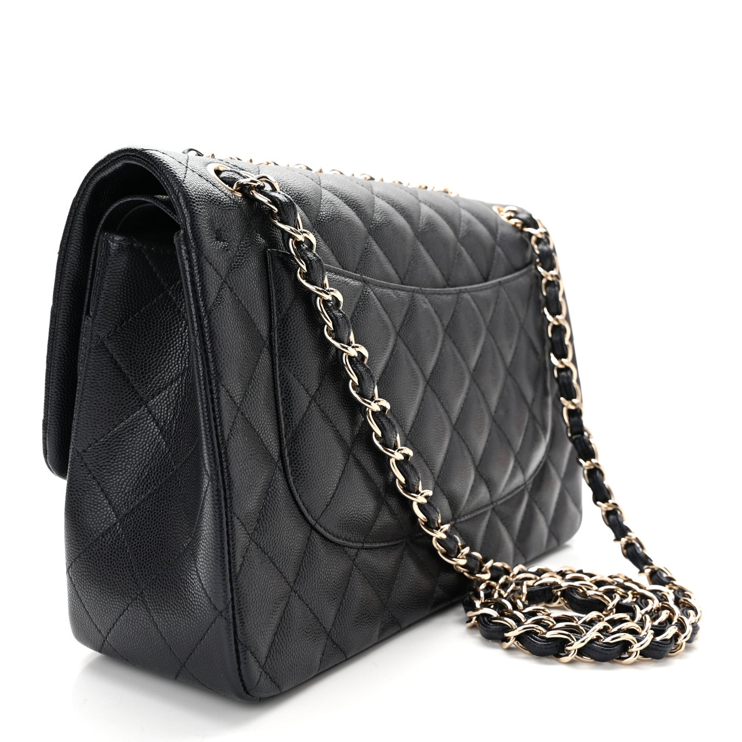 Caviar Quilted Jumbo Double Flap Navy