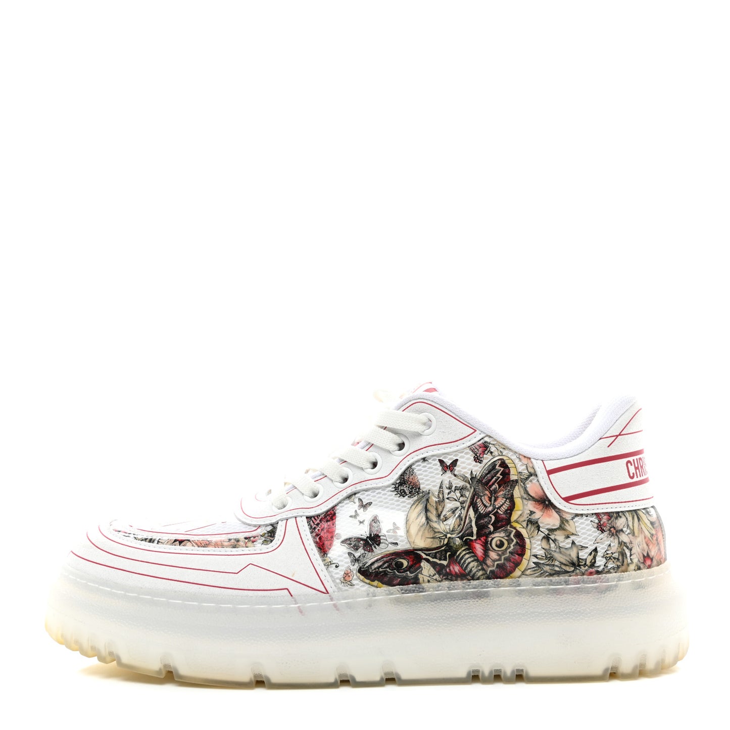 Calfskin Technical Fabric Dior Addict D Butterfly Low Top Sneakers 38 Multicolor