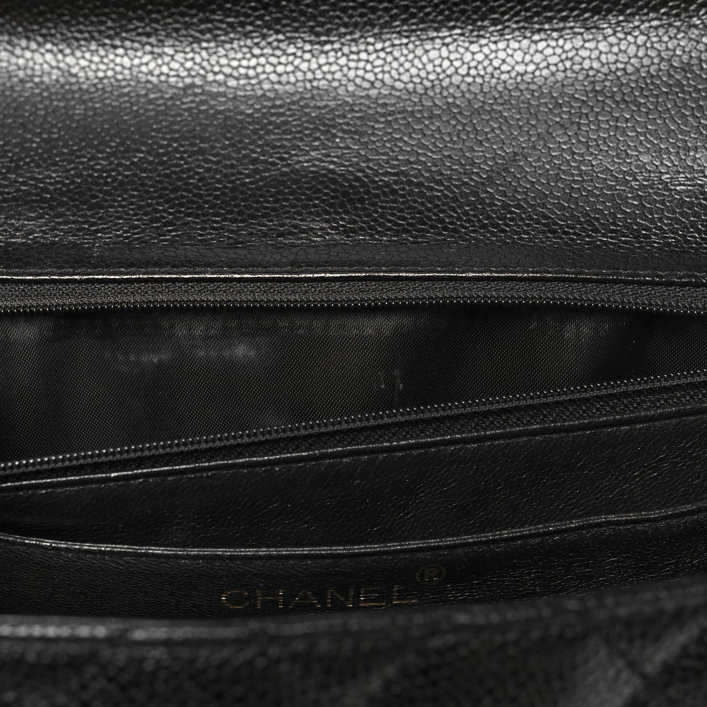 Caviar Quilted Jumbo Kelly Flap Black