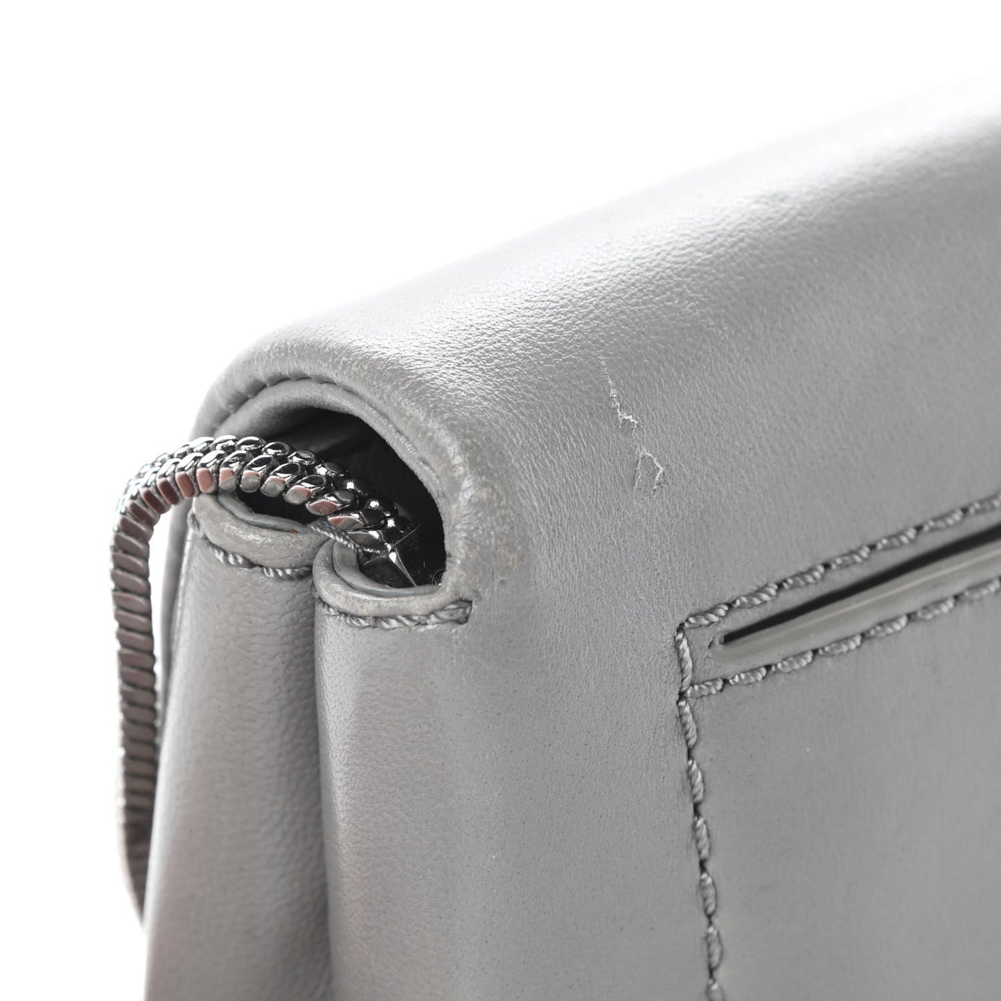 Calfskin Alix Soft Flap Clutch Grey