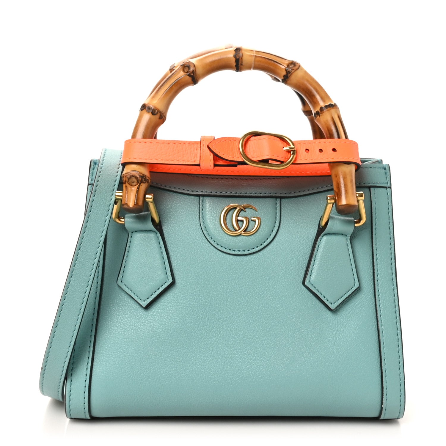 GUCCI バッグ Gucci Textured Dollar Calfskin Web Mini Diana Tote Bag Dusty Azure