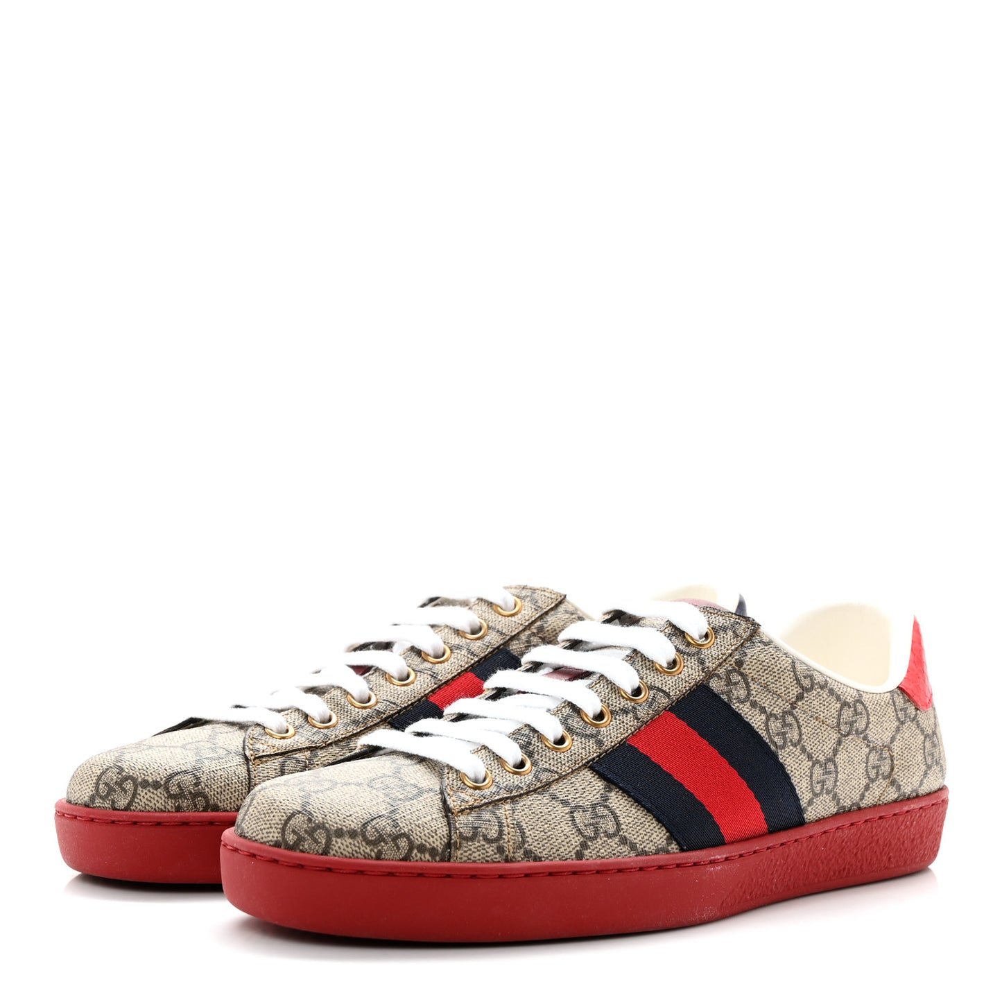 GG Supreme Monogram Ayers Mens New Ace Low-Top Sneaker 5 Blue Red