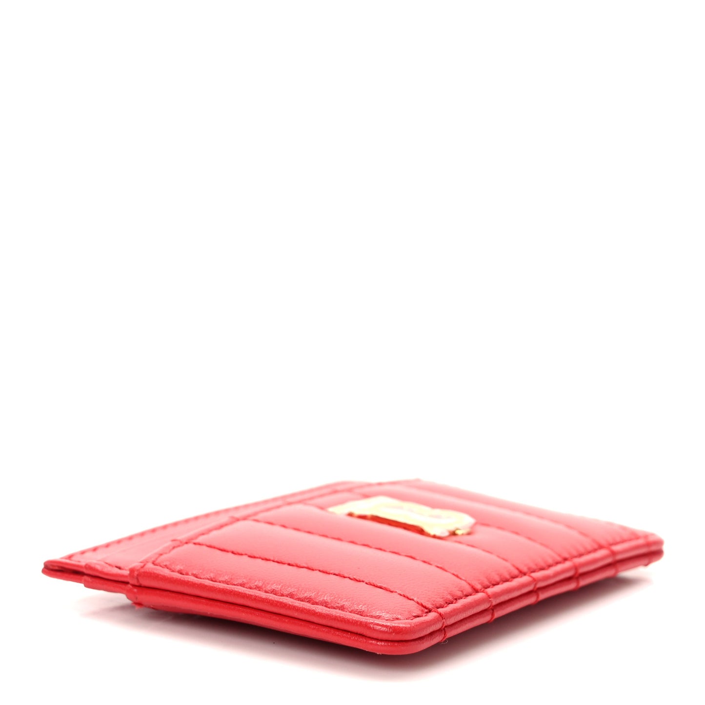 Lambskin Quilted Small Lola Card Holder Red