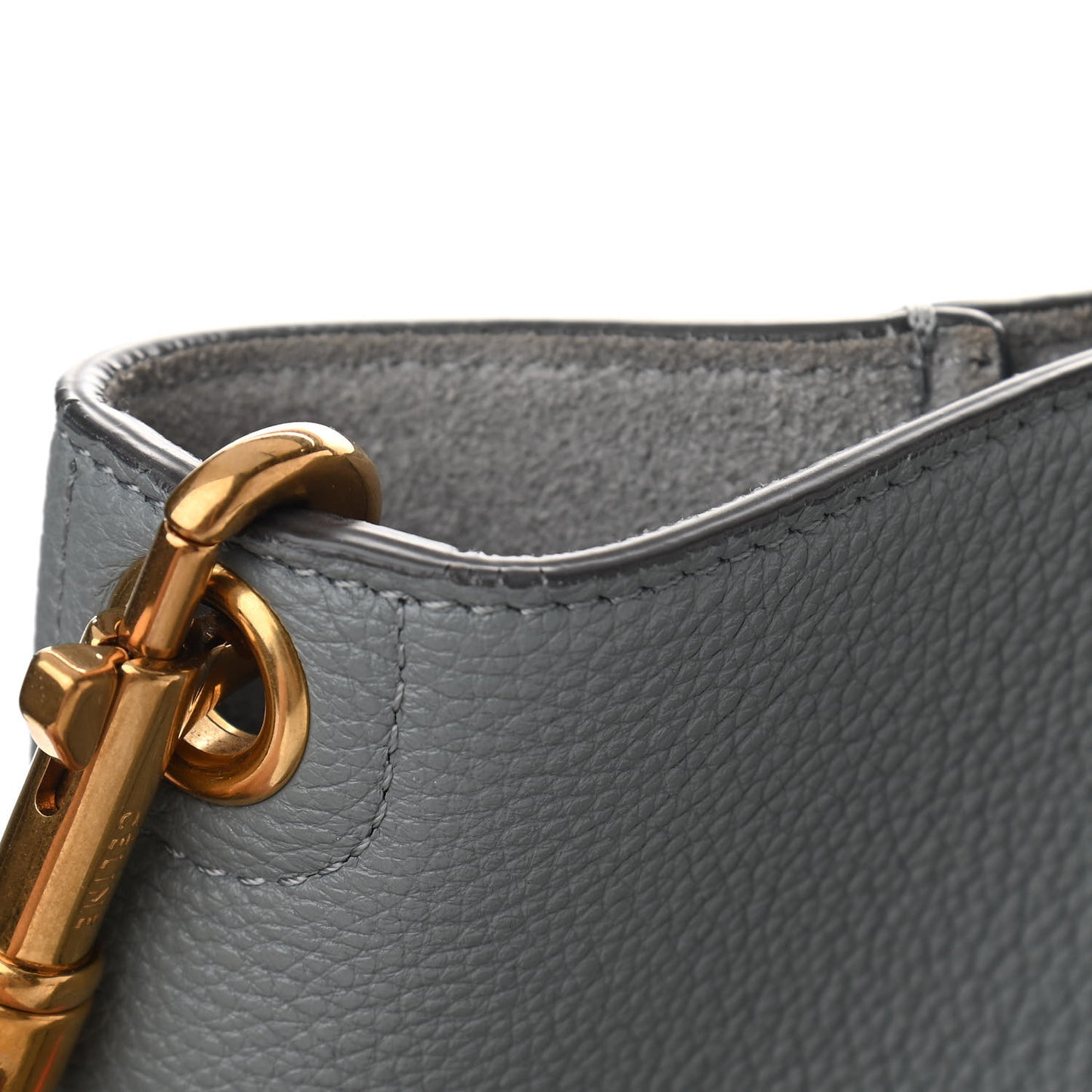 Soft Grained Calfskin Sangle Bucket Bag Storm
