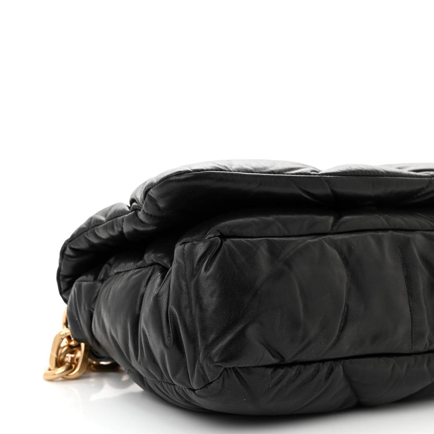 Prada Nappa Soft Padded Logo Embossed Triangle Quilted Shoulder Bag Black 8 of 10