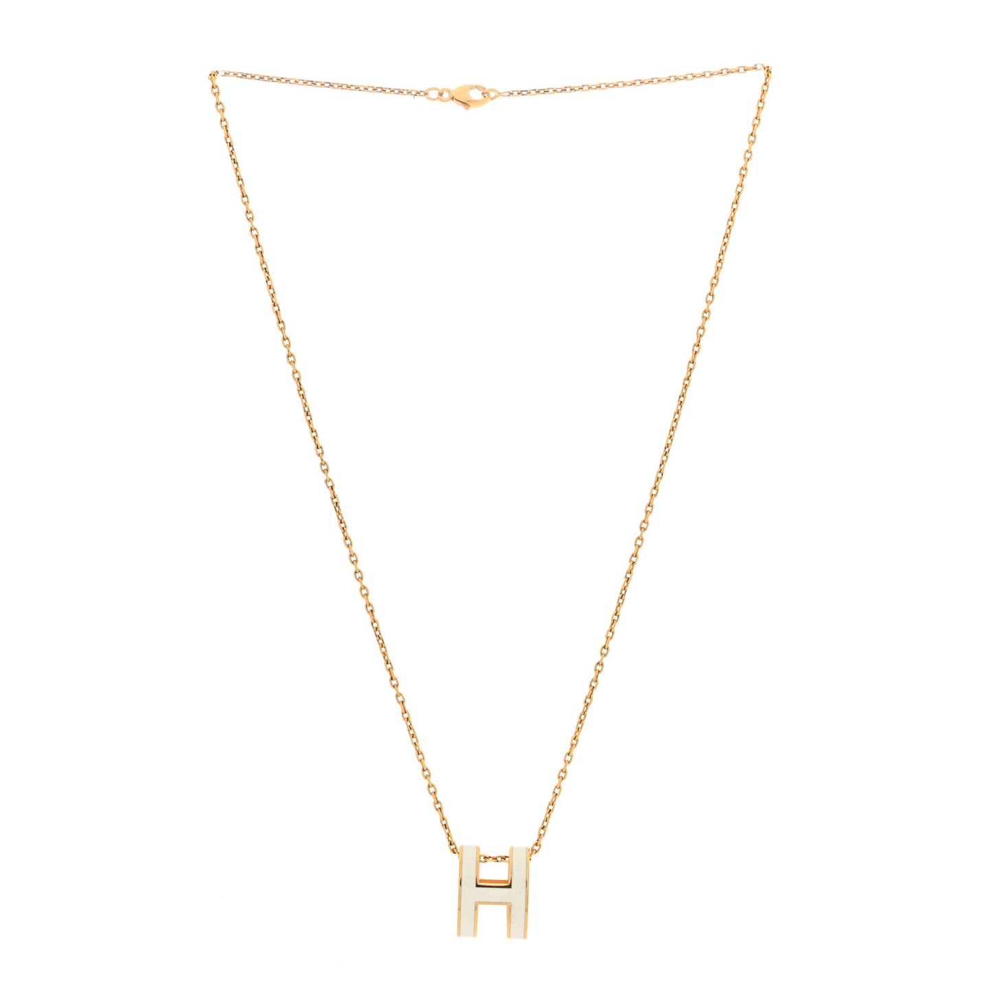 Lacquered Gold Pop H Pendant Necklace White