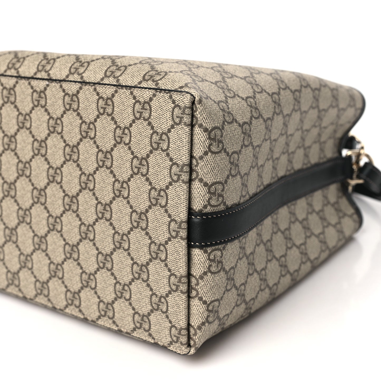 GG Supreme Monogram Medium Emblem Bucket Bag Beige Dark Brown Black