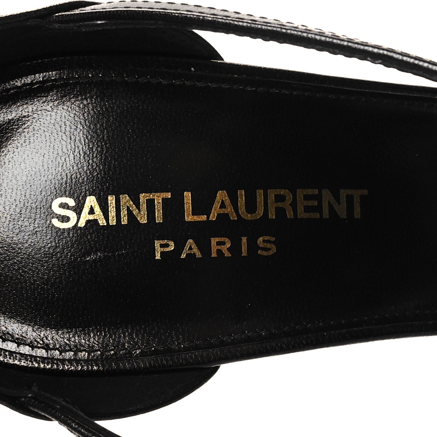 Saint Laurent Calfskin Cassandra 100 Ankle Strap Sandals 41 Black Gold 8 of 9