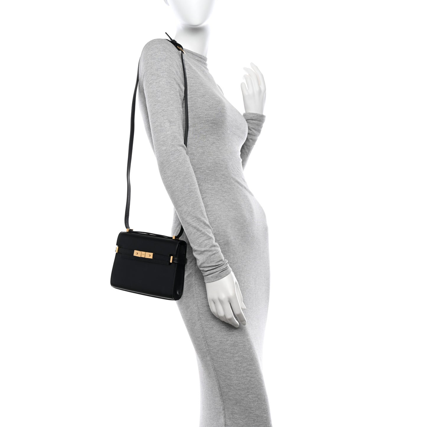 Smooth Calfskin Mini Manhattan Shoulder Bag Black