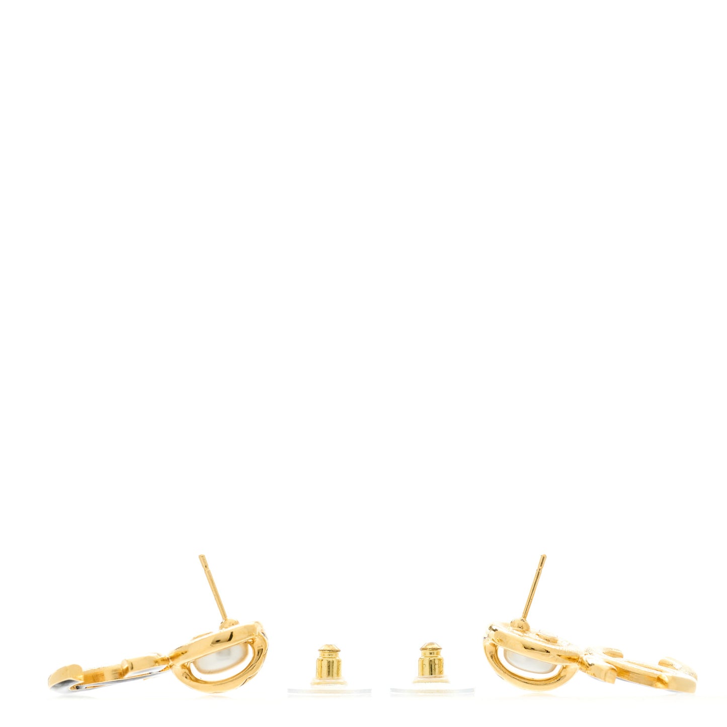 Pearl Resin CC Drop Earrings Gold Black