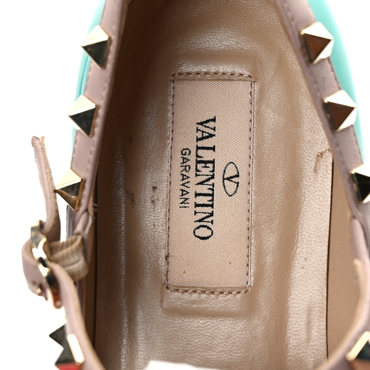 Valentino Garavani Patent Nappa Rockstud Cage Ballerina Flats 36.5 Opaline Green Poudre 9 of 10