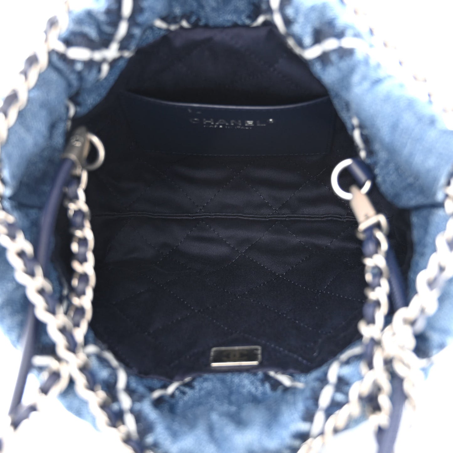 Denim Stitched Quilted Mini Chanel 22 Blue