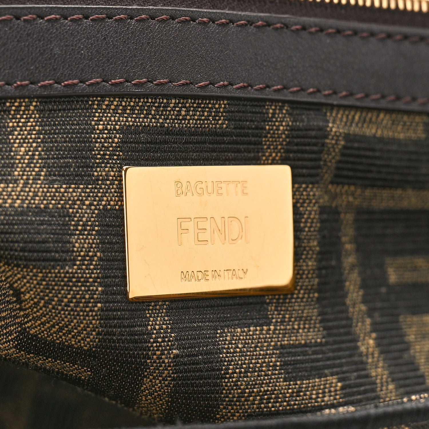Fendi Fabric Jacquard FF 1974 Medium Baguette Tobacco Moro Black 10 of 19