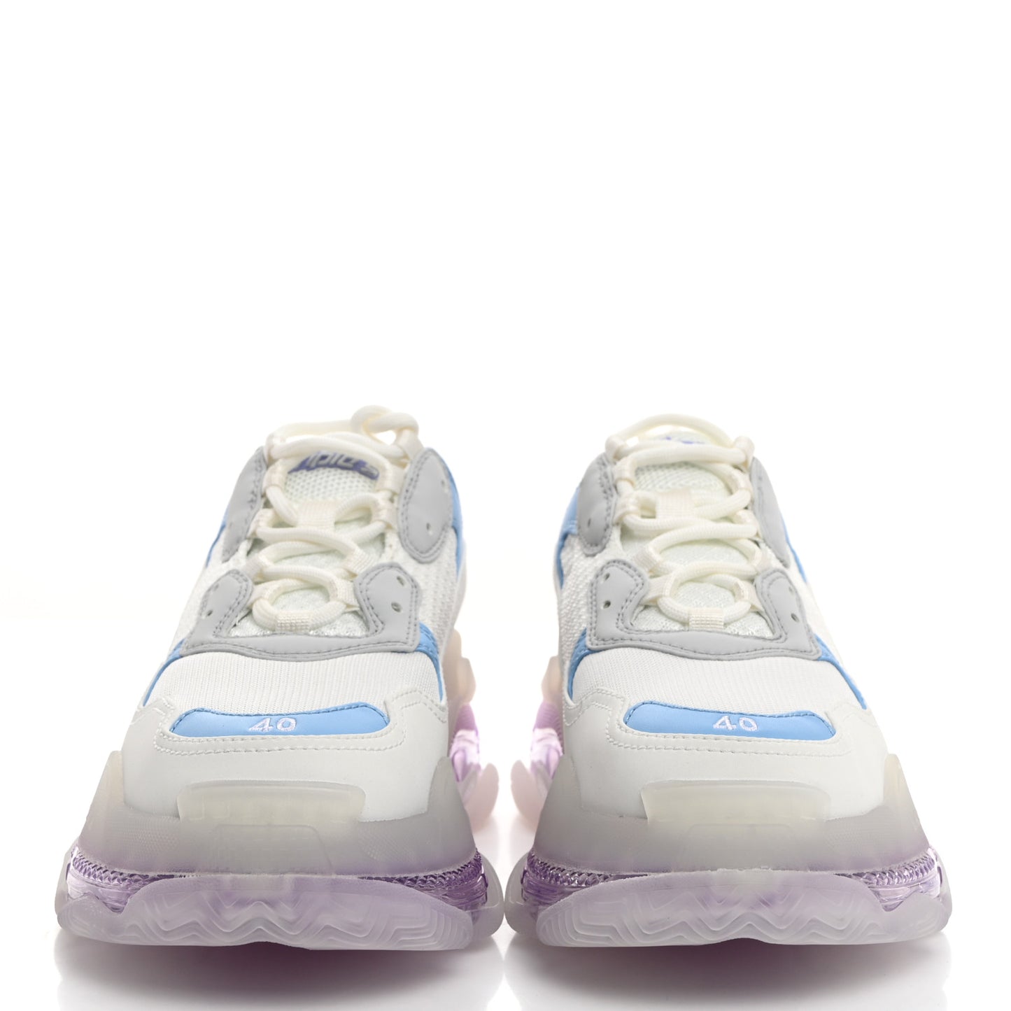 Fabric Mesh Clear Sole Womens Triple S Sneakers 40 Light Blue Grey Lilac White