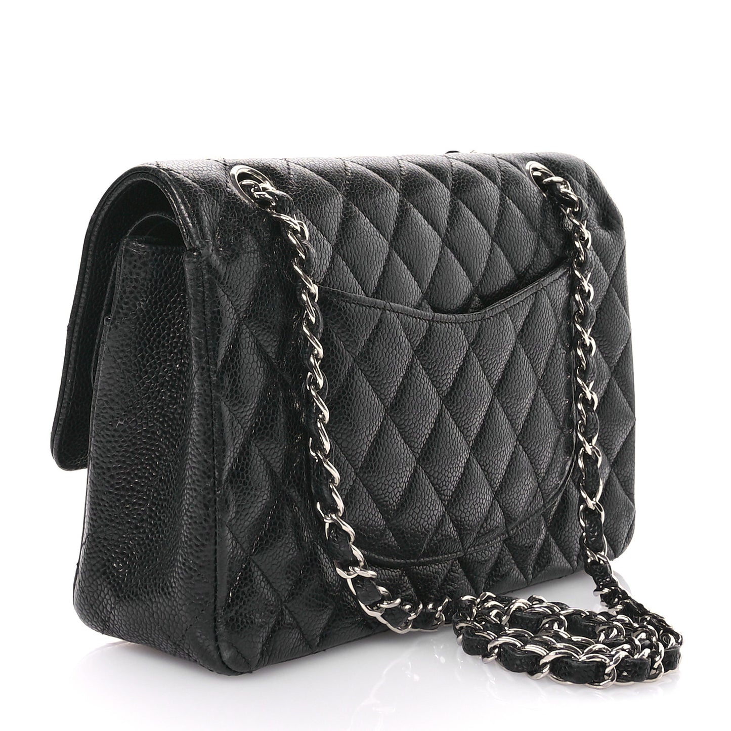 Caviar Quilted Medium Double Flap Black