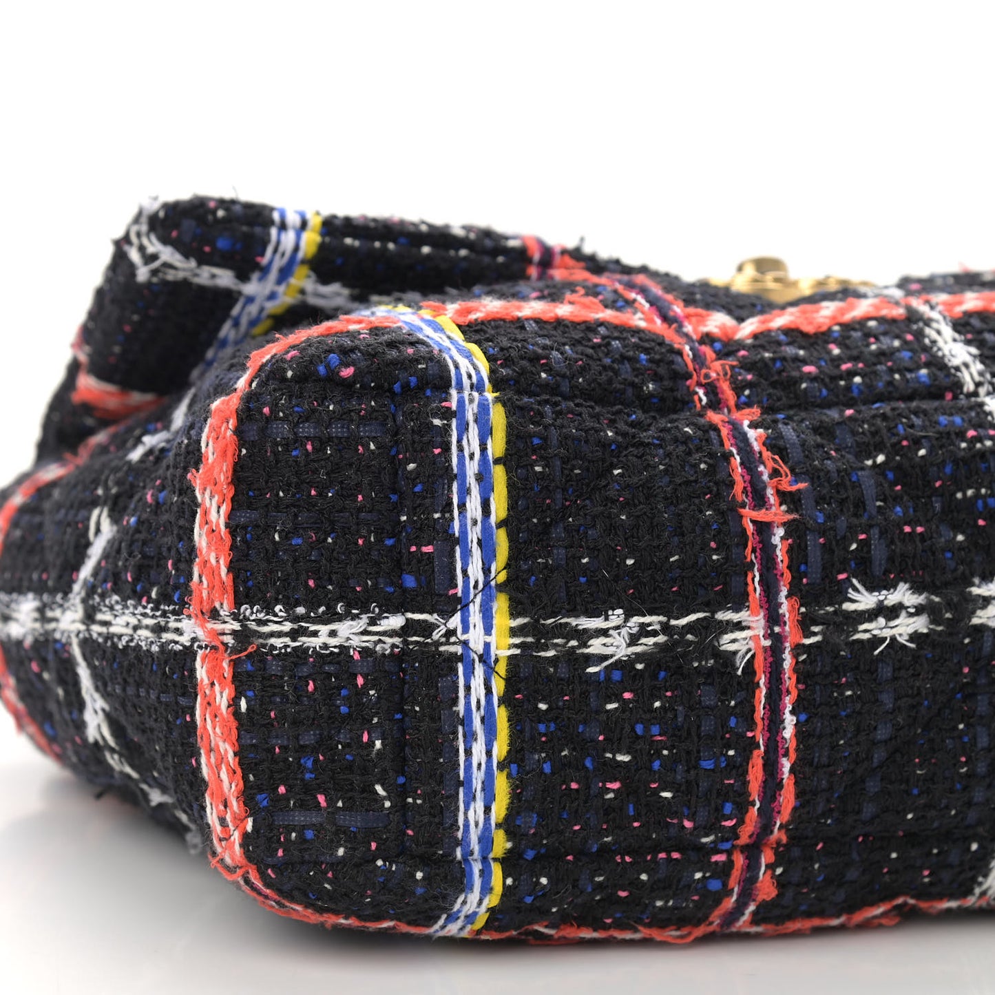 Tweed Quilted Large Chanel 19 Flap Black Orange Blue