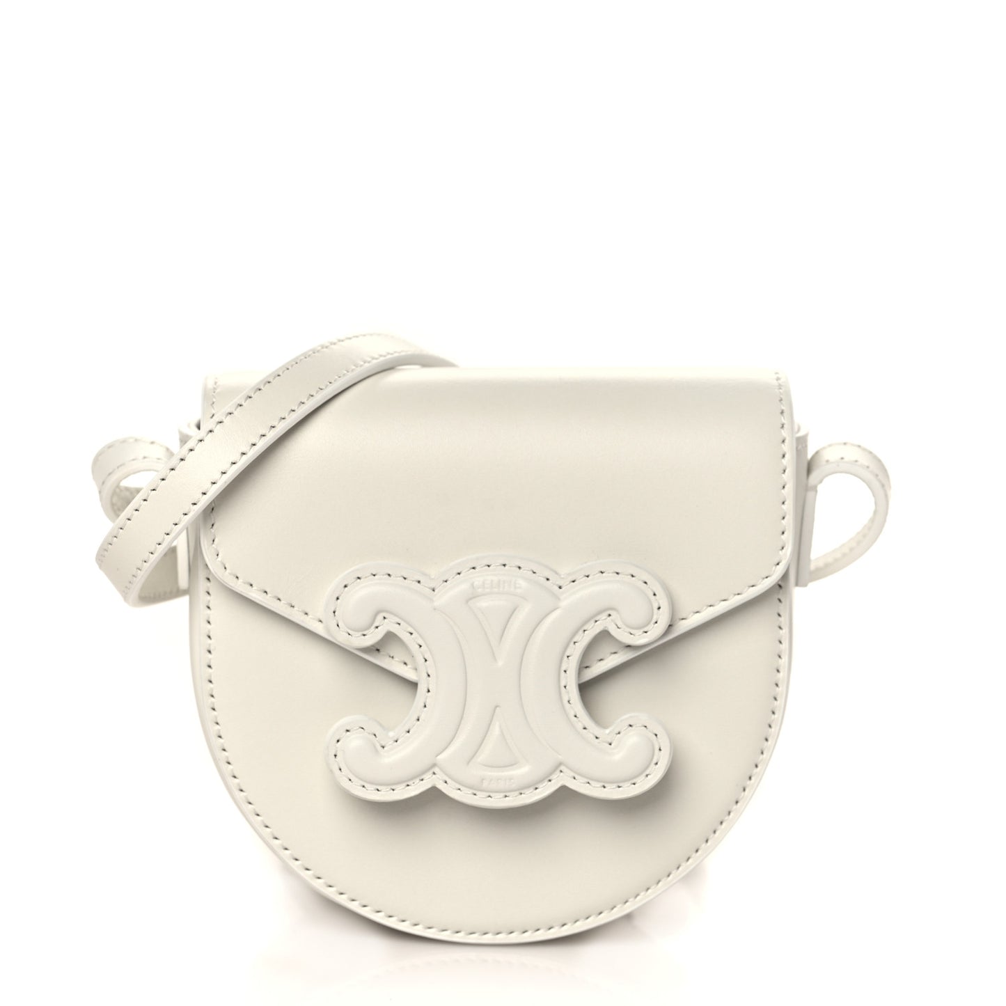 Smooth Calfskin Triomphe Mini Besace Crossbody White