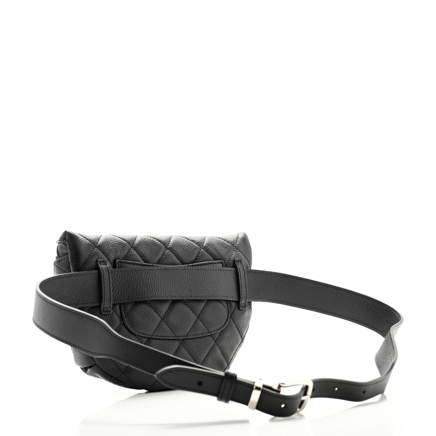 Grained Calfskin Quilted Waist Belt Bag Black