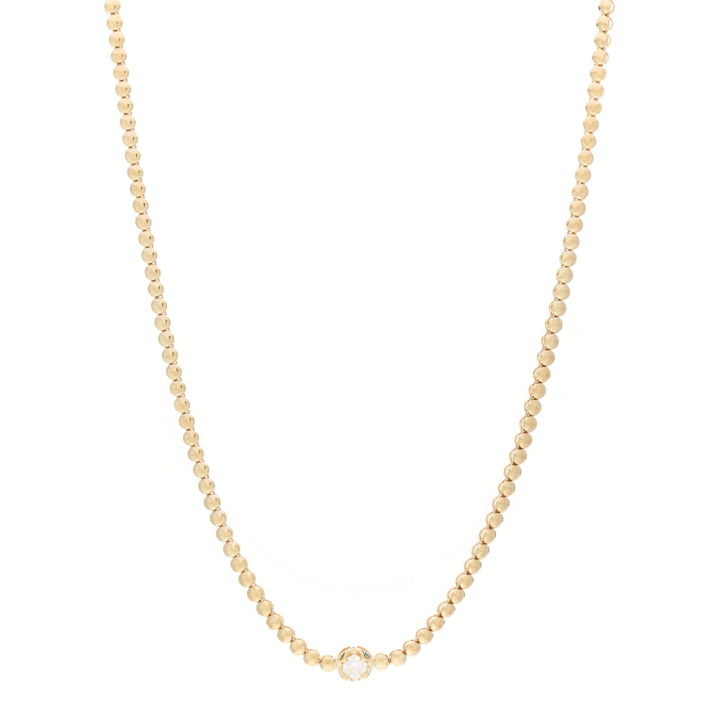 18K Yellow Gold Diamond Mini Single Bezel Tennis Necklace