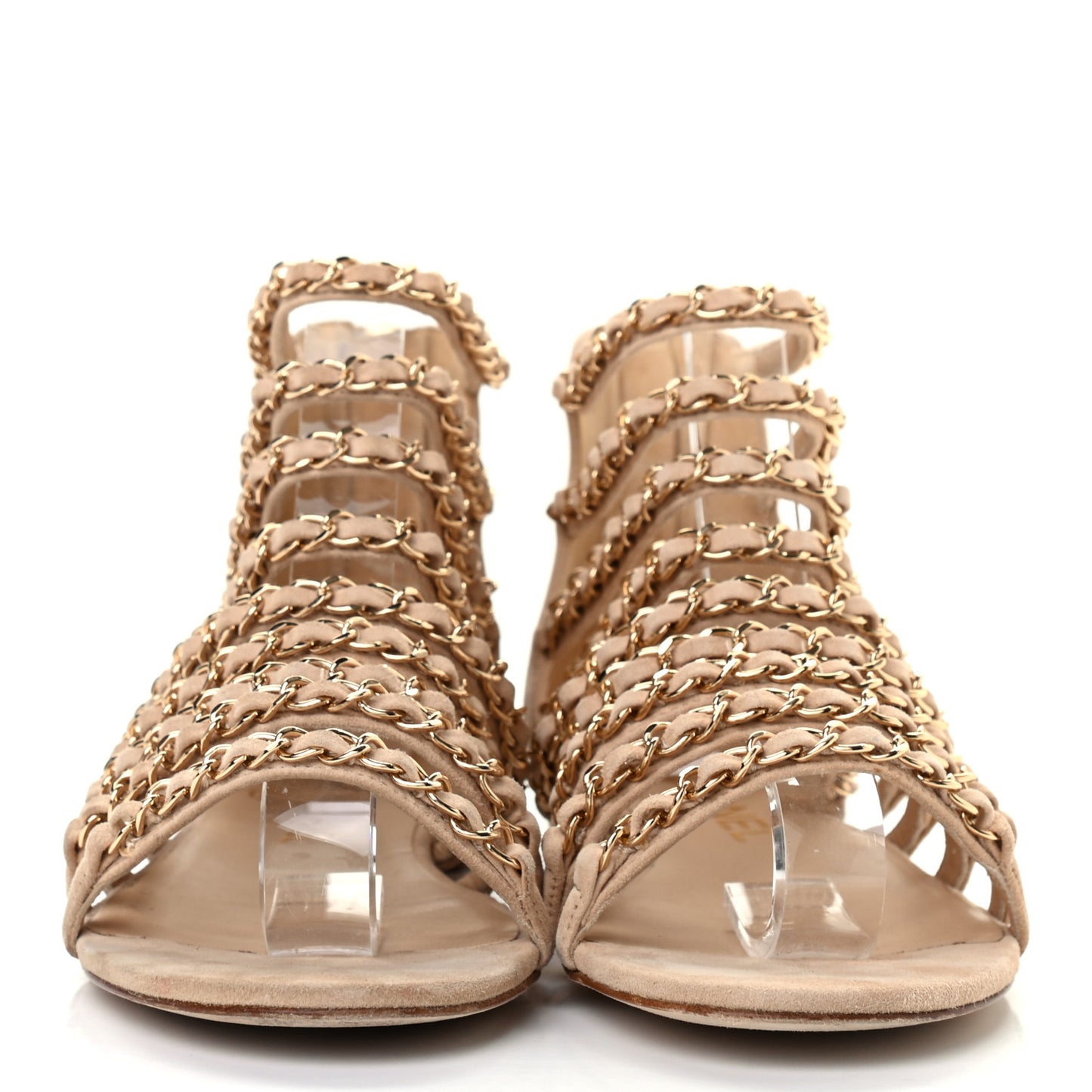 Kid Suede CC Chain Sandals 36 Beige