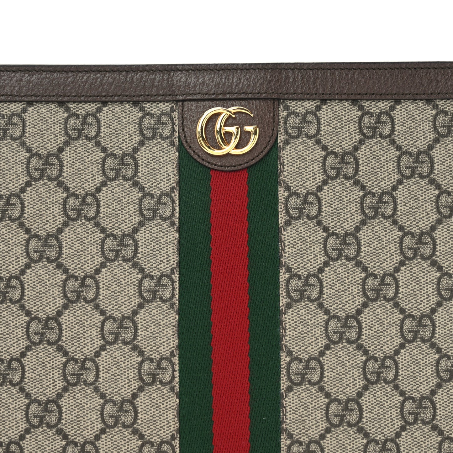 GG Supreme Monogram Web Ophidia Pouch Brown