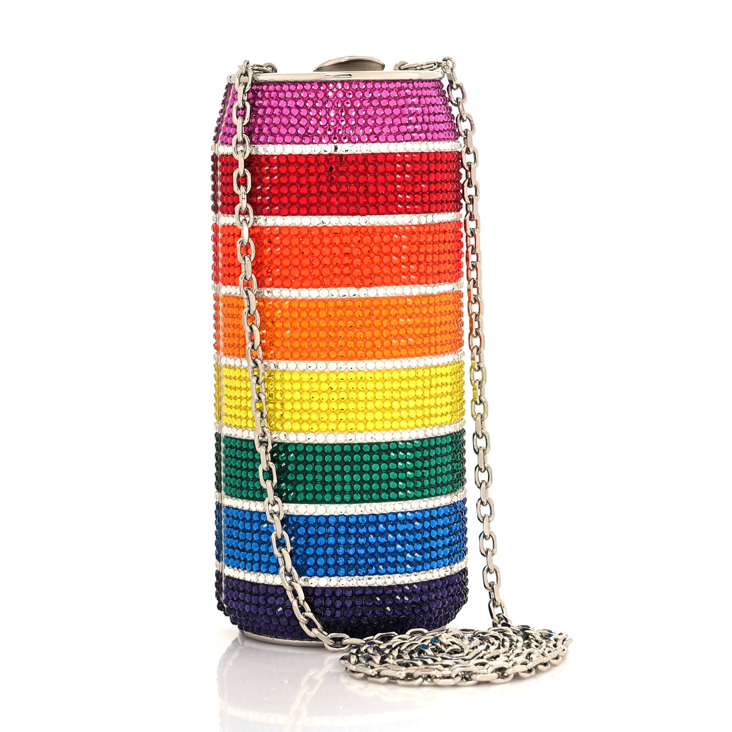 Crystal Optimism Can Minaudiere Clutch Silver Multicolor