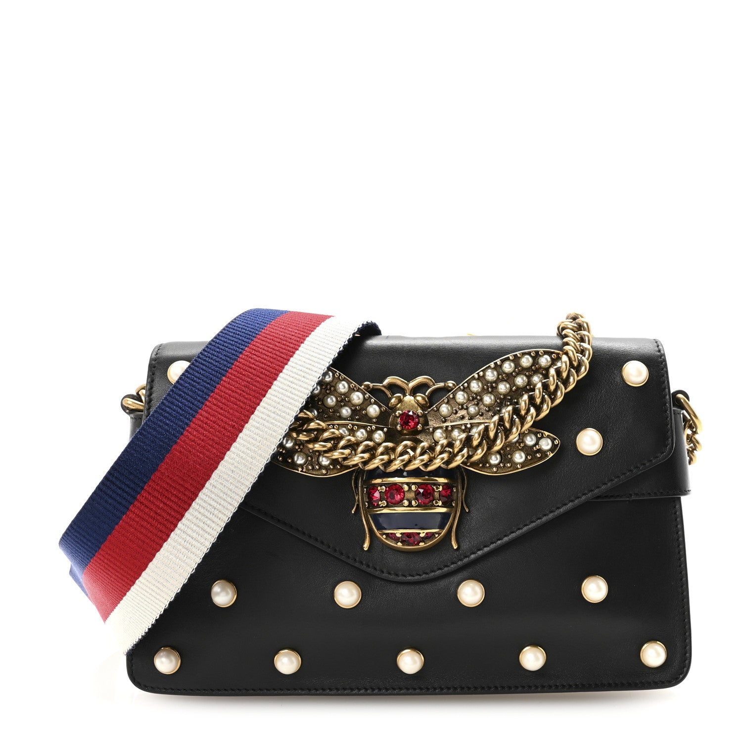 Gucci Nappa Pearl Studded Mini Queen Margaret Broadway Shoulder