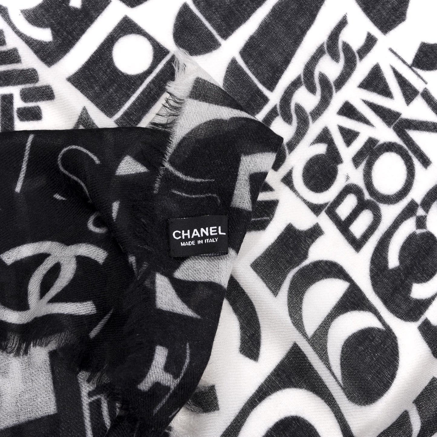 Cashmere Silk Scarf Shawl Black White