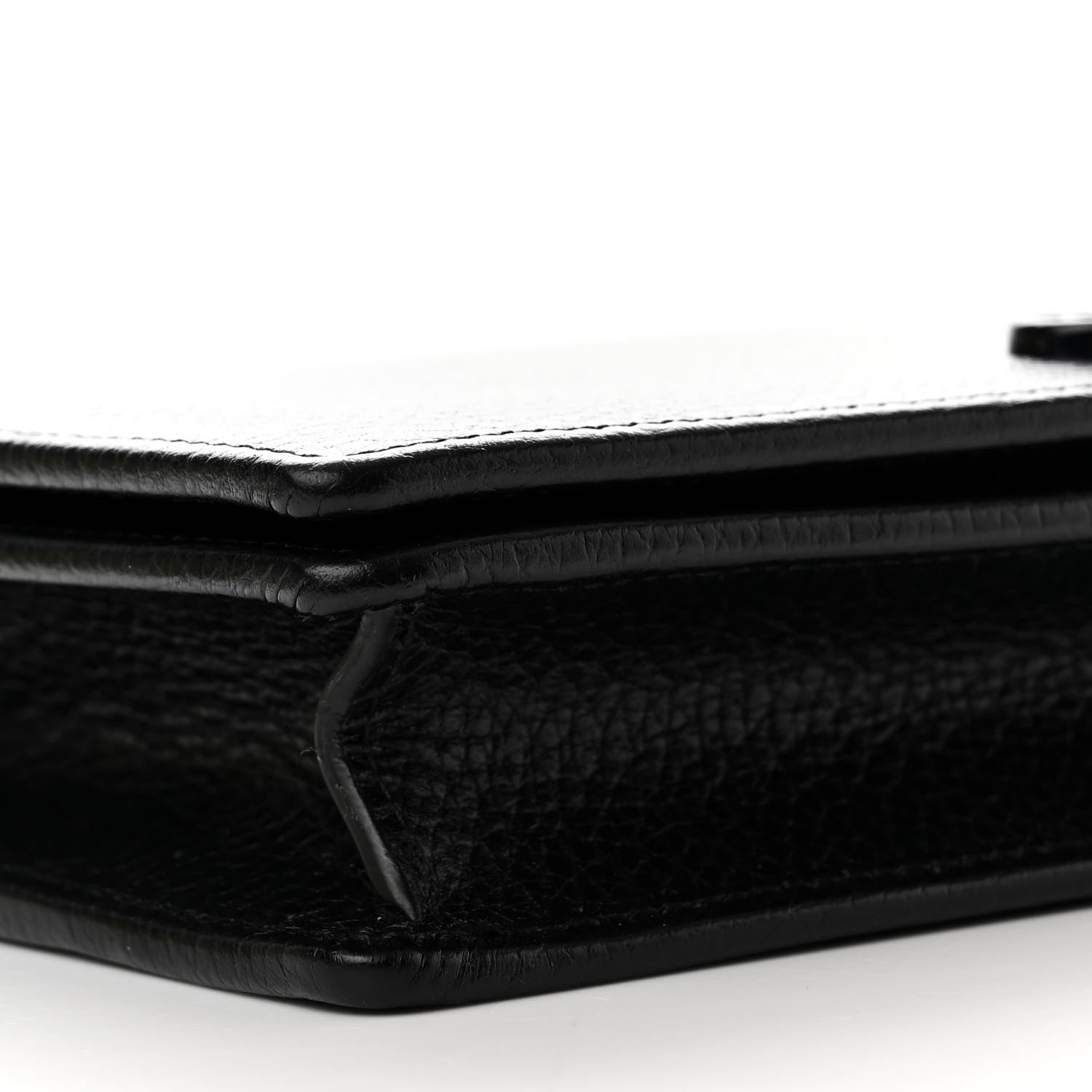 Gucci Dollar Calfskin Enamel Monochrome Mini GG Marmont Chain Wallet Black 9 of 11