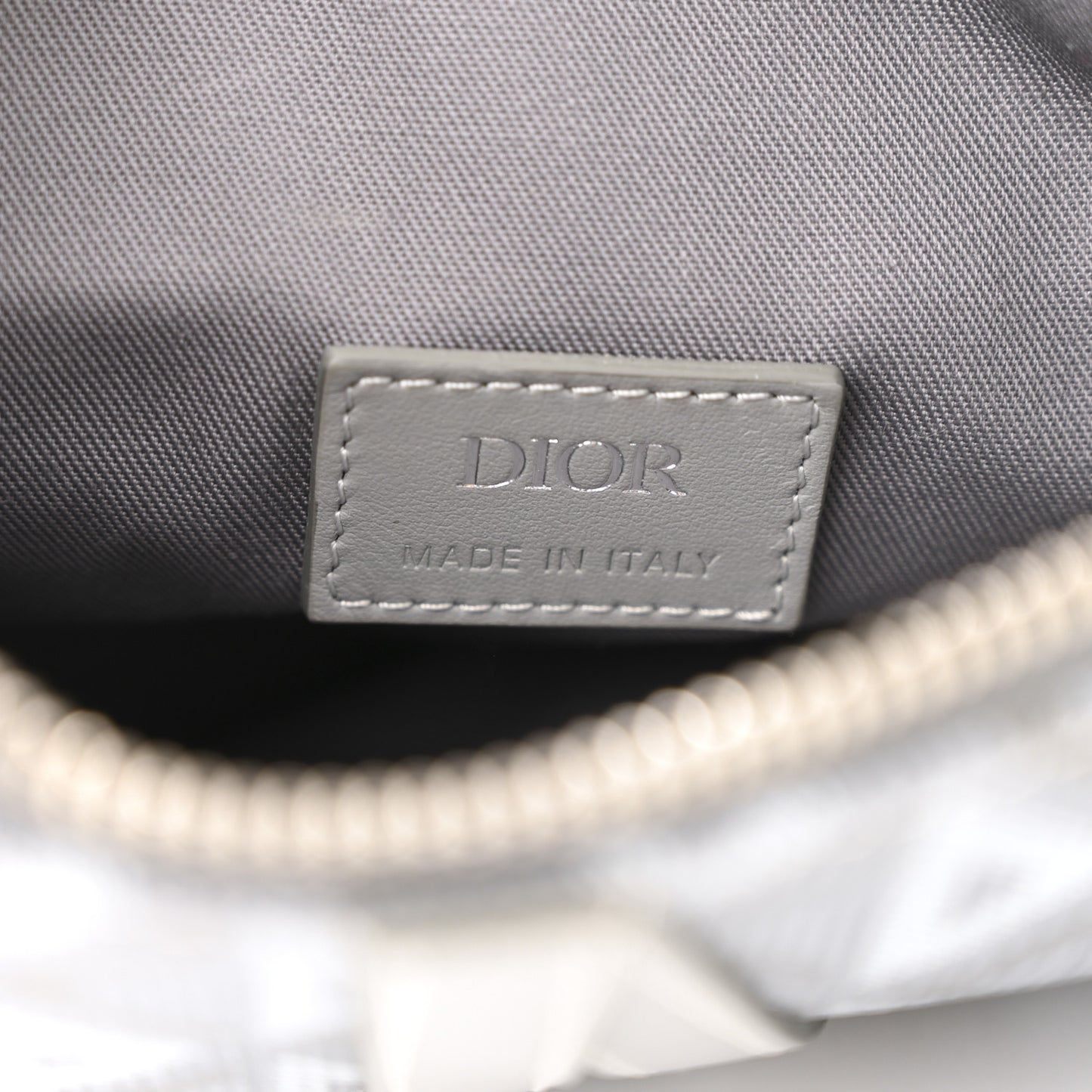 Coated Canvas Calfskin CD Diamond Mens Saddle Bag Gray