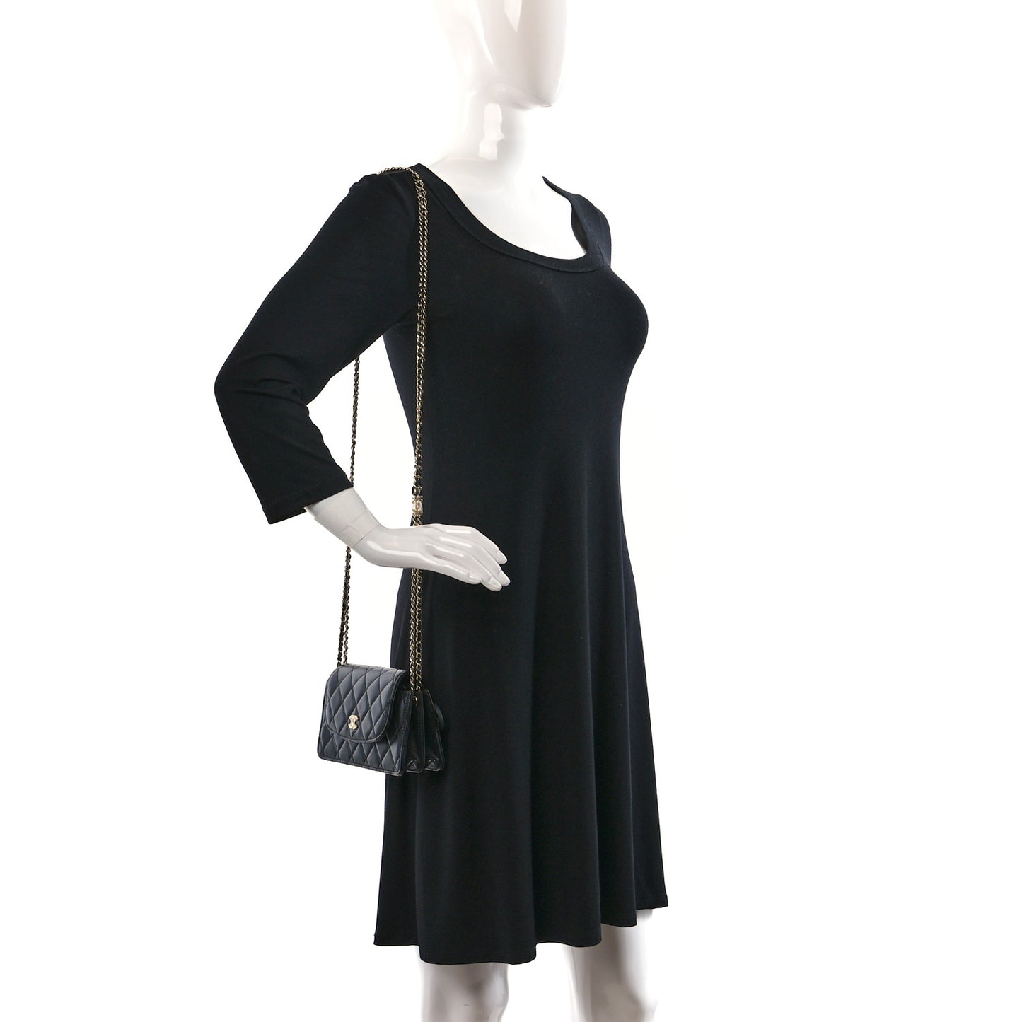 Lambskin Quilted Phone Holder Flap Black