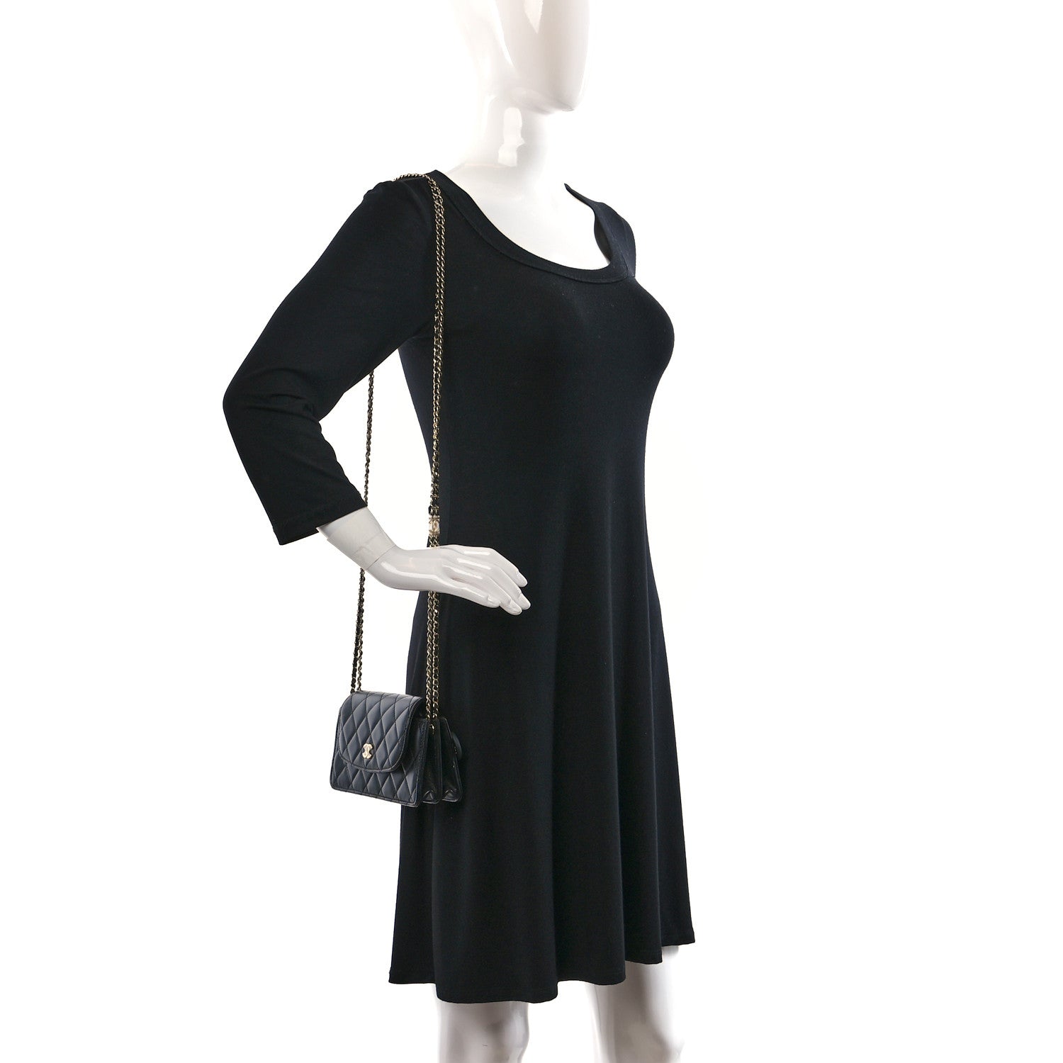 Chanel Lambskin Quilted Phone Holder Flap Black 2 of 9