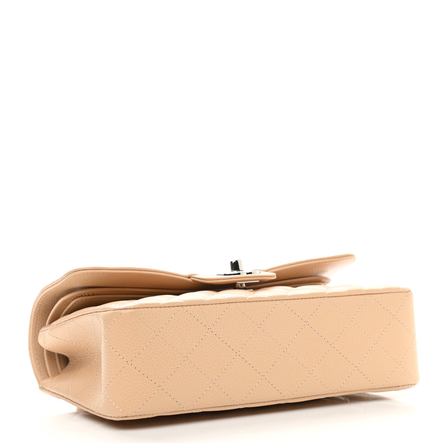 Caviar Quilted Small Double Flap Beige