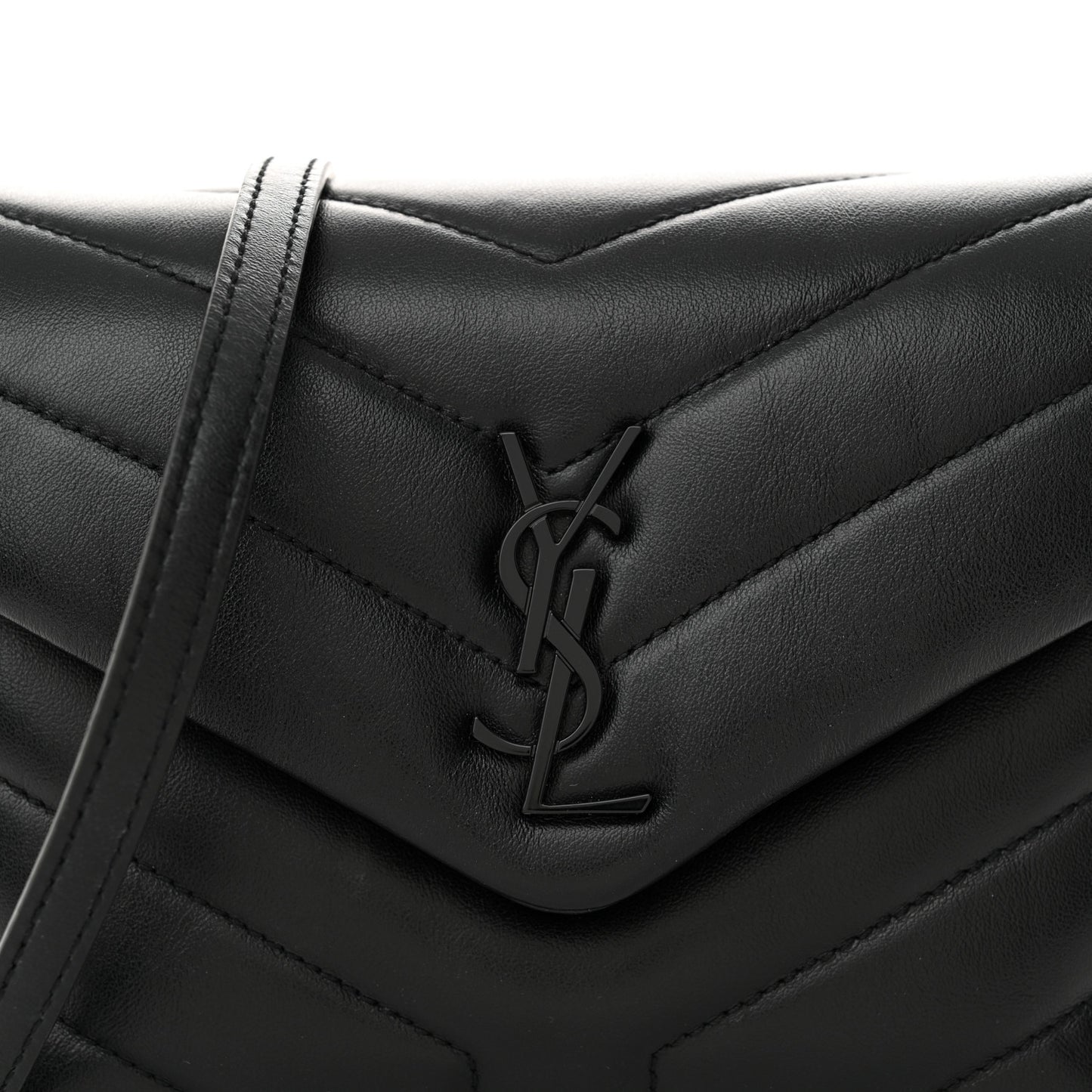Calfskin Y Quilted Monogram Monochrome Toy Loulou Crossbody Bag Black