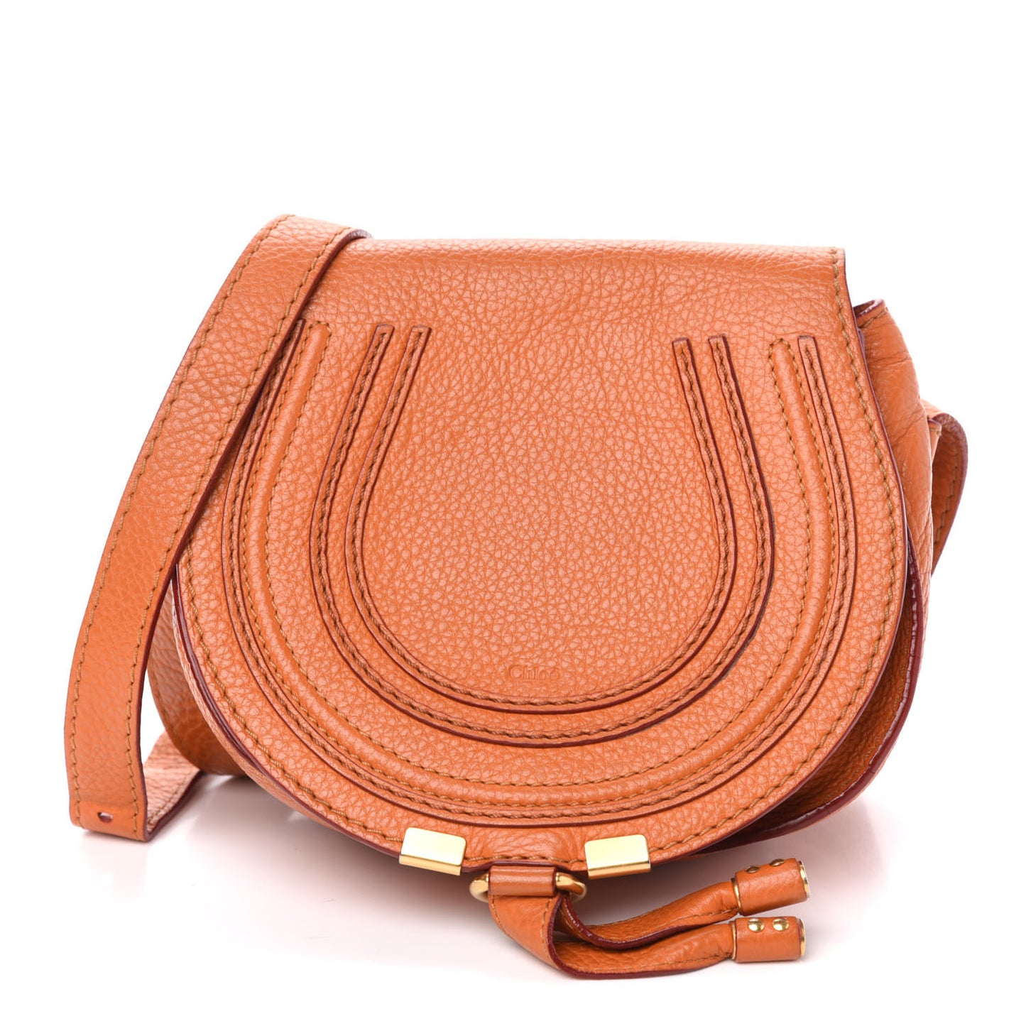 Calfskin Mini Marcie Round Crossbody Bag Orange