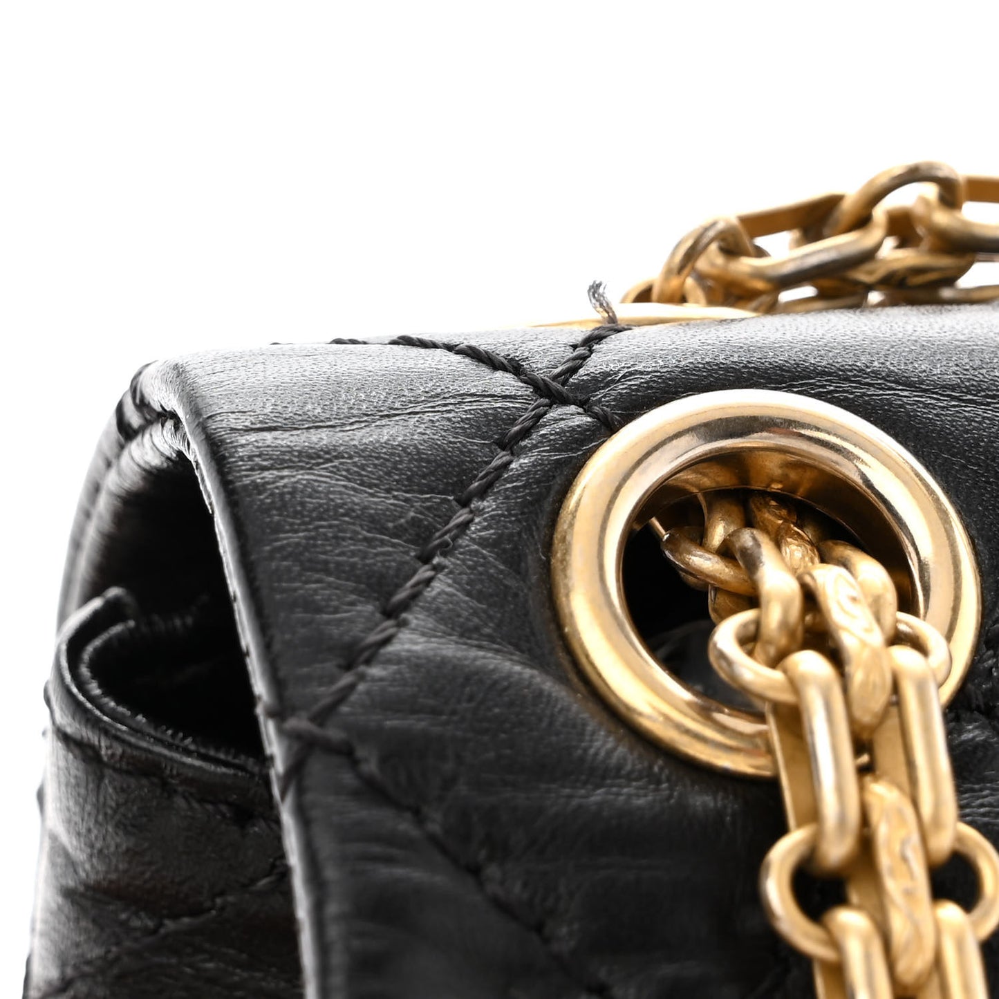 Aged Calfskin Quilted 2.55 Reissue Mini Flap Black