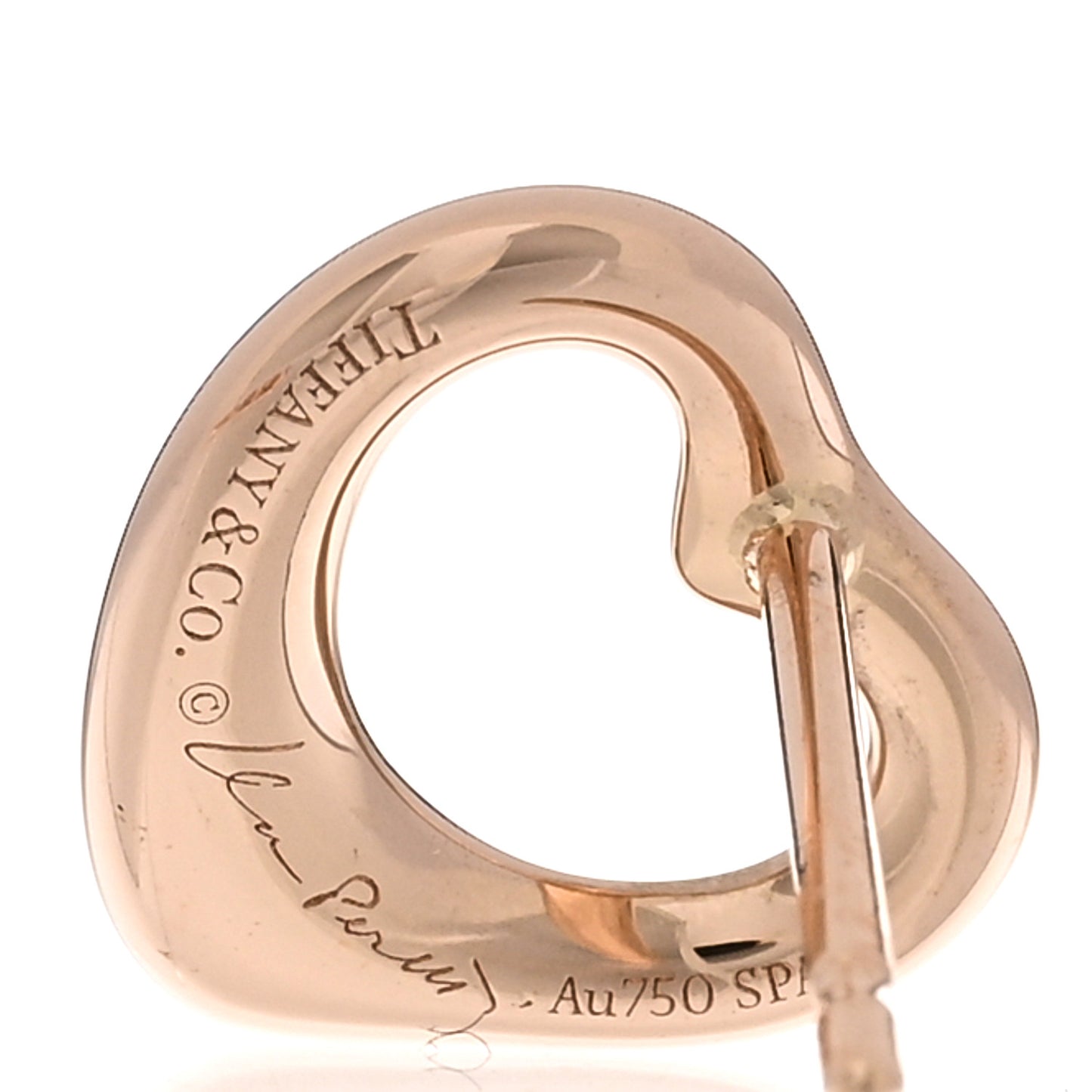 18K Rose Gold 11mm Elsa Peretti Open Heart Earrings