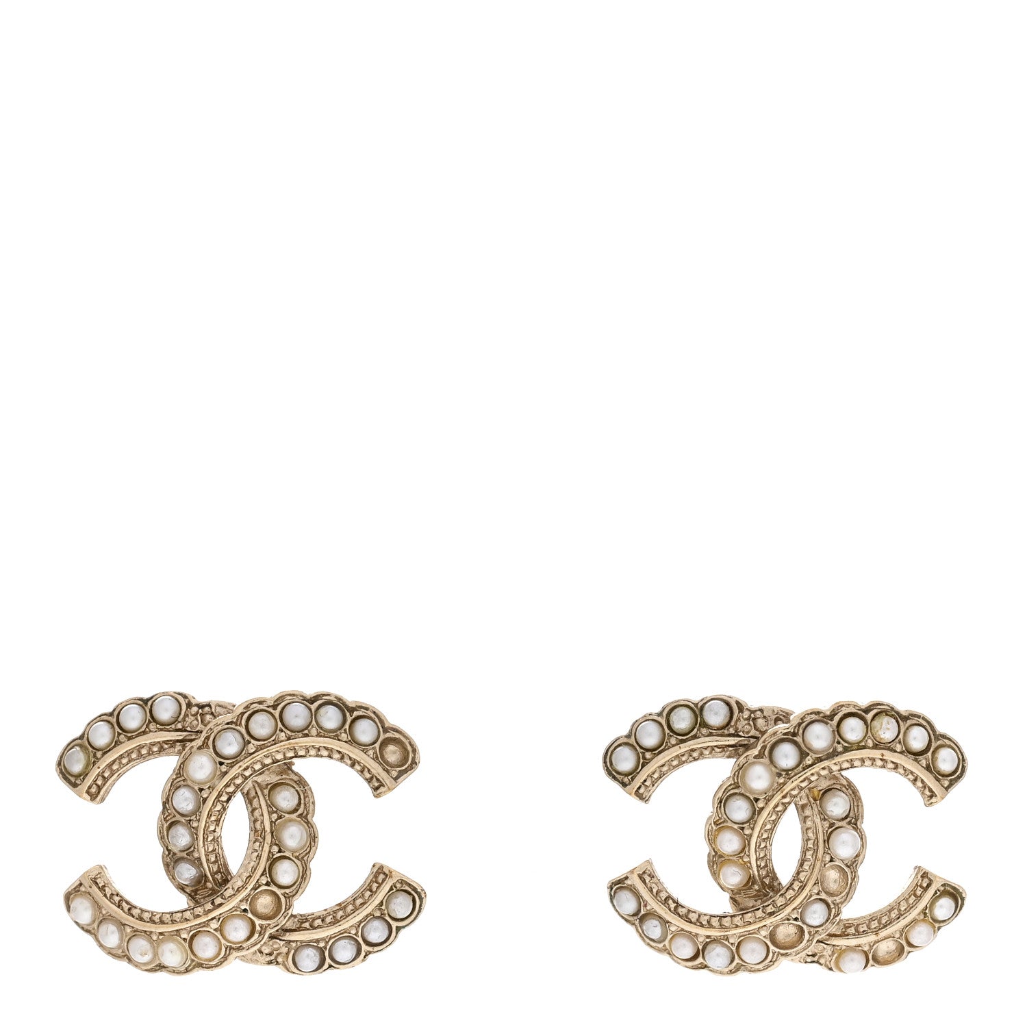 Chanel Pearl Queen of France CC Earrings Gold 1 of 8