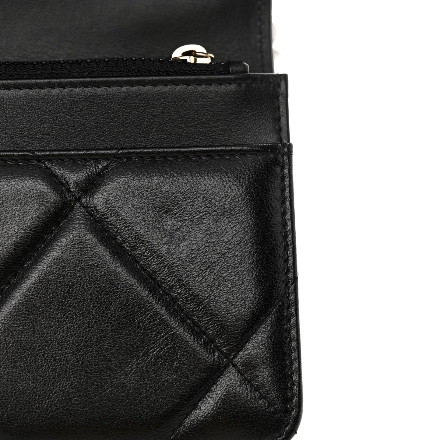 Lambskin Quilted Chanel 19 Wallet On Chain WOC Black